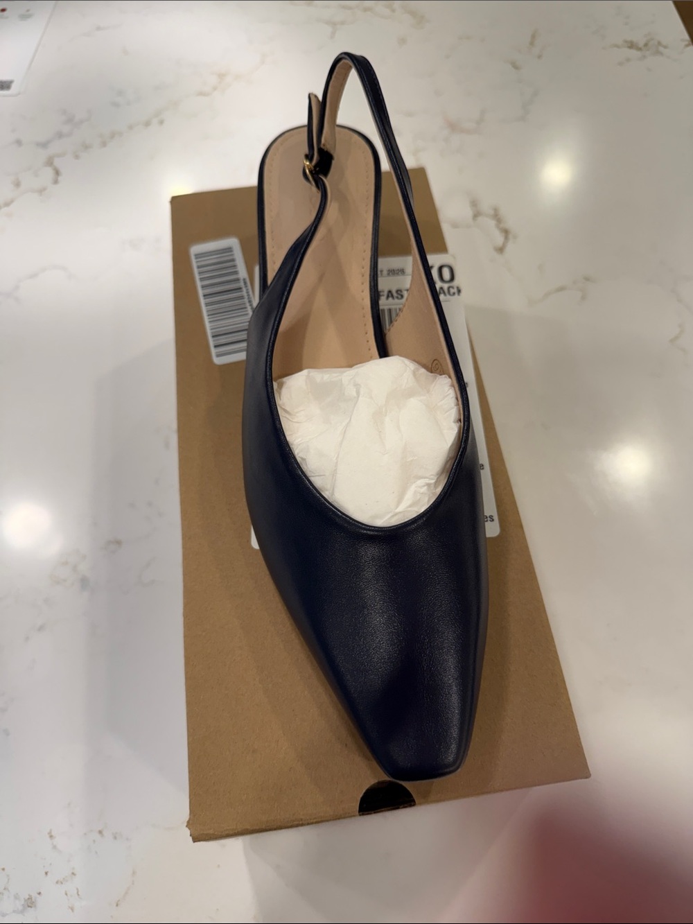 Classic Navy Low Slingback Heel